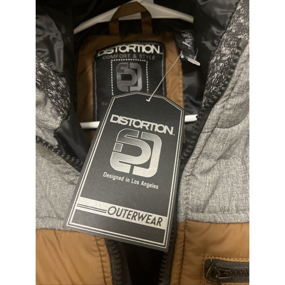 DISTORTION Men's Comfort & Style Colorblock Puffer Hoodie Winter Jacket Size XL - Picture 6 of 11
